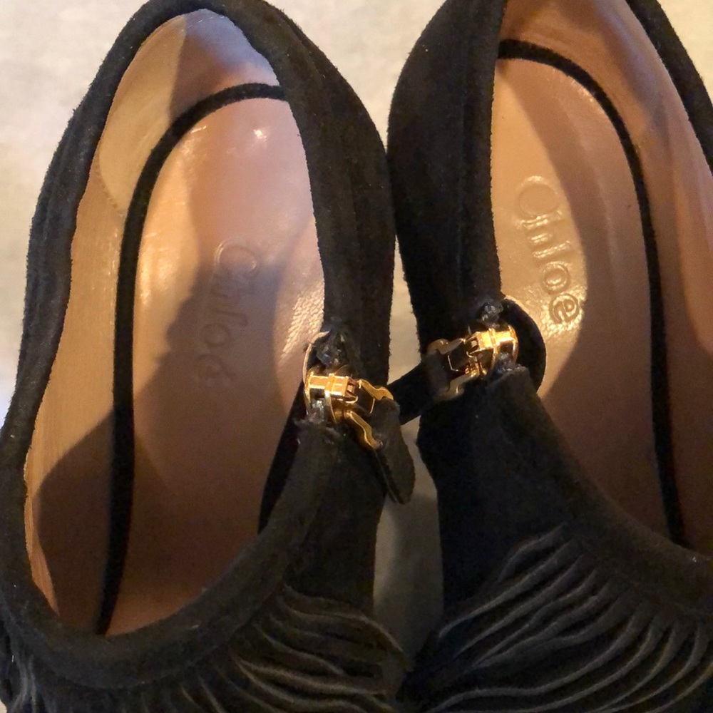 Chloe Black Suede Fringe Ankle booties - Picture 4 of 6